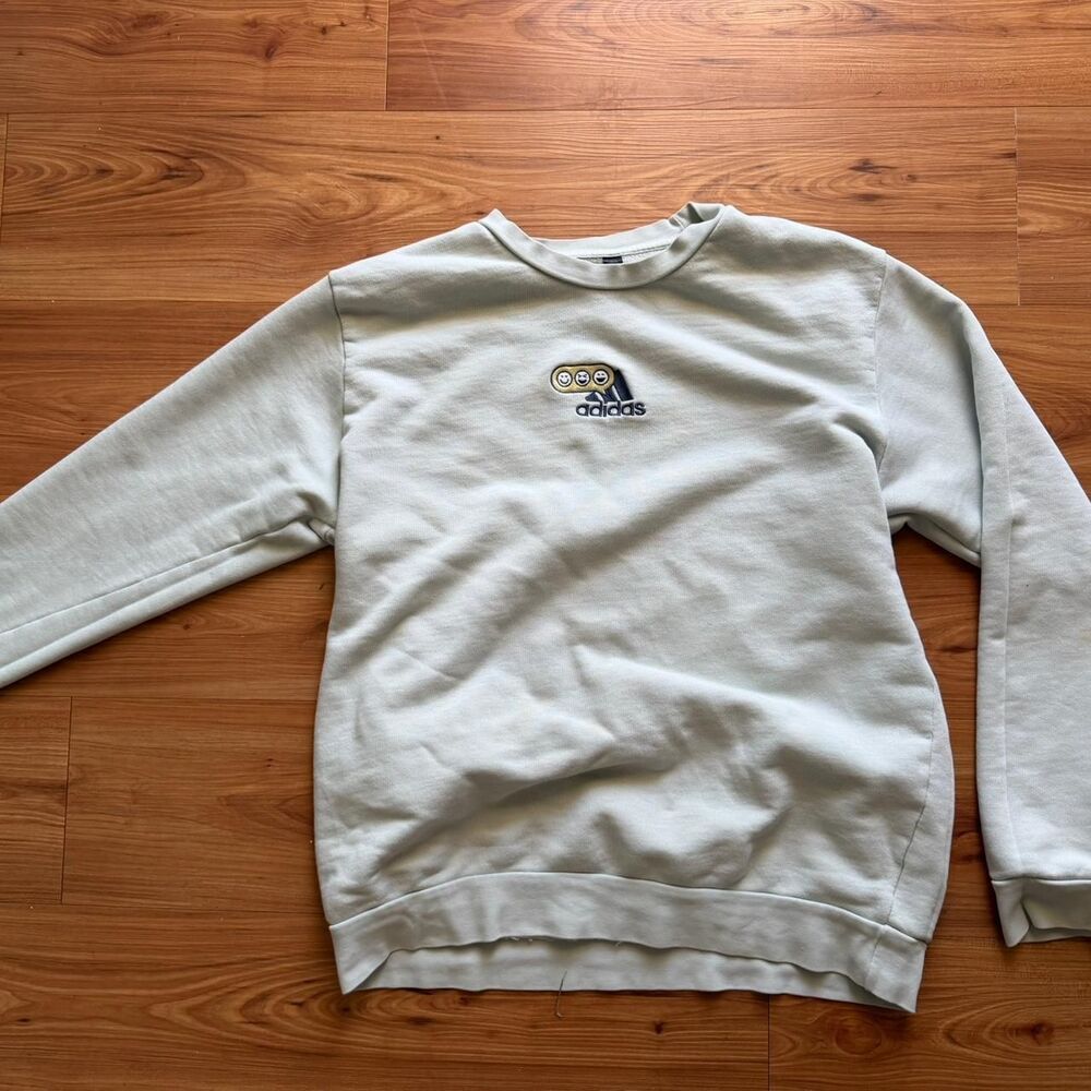 Adidas Men's Blue and Green Sweatshirt